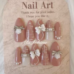 ネイルチップ　現品　フレンチガーリー　ちゅるん　ニュアンス　バレエコア　ワンホン　韓国　メンカラ　推しネイル　y2k  夢かわ　ツイード　バレエコア