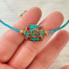 ネパール☆赤珊瑚＋トルコ石☆ターコイズブルーネックレス