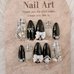 ネイルチップ　現品　フレンチガーリー　ちゅるん　ニュアンス　バレエコア　ワンホン　韓国　メンカラ　推しネイル　y2k  夢かわ　ツイード　バレエコア　黒