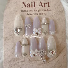 ネイルチップ　現品　フレンチガーリー　ちゅるん　ニュアンス　バレエコア　ワンホン　韓国　メンカラ　推しネイル　y2k  夢かわ　ツイード　バレエコア　パープル