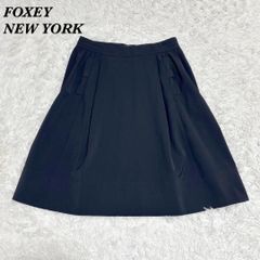 フォクシーニューヨーク FOXEY タックフレアスカート 40 ダークネイビー FOXEY NEW YORK フォクシー タックフレアスカート 膝丈 黒 - メルカリ