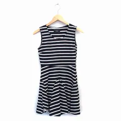 ムルーア MURUA ワンピース 膝丈 ノースリーブ ボーダー F ブラック 黒 /KT4