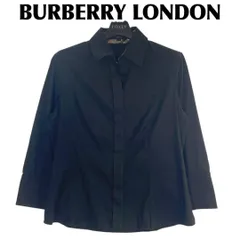 【美品】 BURBERRY LONDON 7分袖シャツ 38 袖ノバチェック 黒