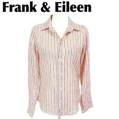 【美品】Frank&Eileen 麻100% シャツ S ストライプ オレンジ