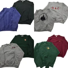 古着卸 まとめ売り USA製 スウェット 8枚セット (メンズ 2XL ) ラグラン ワンポイント クルーネック 英文字プリント 中古 古着 ND4174