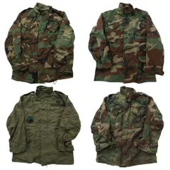 古着卸 まとめ売り 米軍実物 M-65 ジャケット 3rd ミリタリー 4枚セット (メンズ S ) ウッドランド オリーブ 中古 古着 ND4165