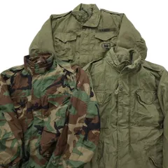 古着卸 まとめ売り 米軍実物 M-65 ジャケット 3rd ミリタリー 3枚セット (メンズ M /L ) ARMY ウッドランド オリーブ 中古 古着 ND4163