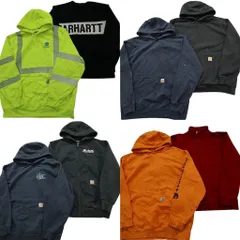 古着卸 まとめ売り カーハート CARHARTT スウェット 8枚セット (メンズ L /XL ) ハーフジップ 袖プリント フーディー 中古 古着 ND4288