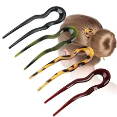 YFFSFDC かんざし 簪 U字型 髪飾りUピン ヘアピン まとめ髪用ヘアアクセサリー シンプル レトロ おしゃれ レディース 着物 成人式 卒業式 結婚式 パーティー 団子 ヘアアレンジ グッズ（4色4個セット)