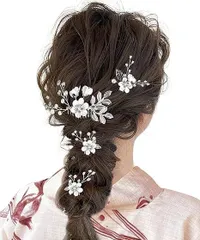 [Baramoly] 髪飾り 4点セット パール付き髪飾り ヘアアクセサリー 成人式 結婚式 人気 ウェディング 二次会 大人 パール 花 和装 発表会 着物 レディース 振袖 袴 七五三 卒業式 入学式 記念日 フォーマル 上品 華やか ギフト対応