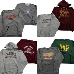 古着卸 まとめ売り カレッジ風 スウェット 8枚セット (メンズ L ) 前V クルーネック フーディー カレッジチーム 中古 古着 ND4477