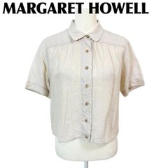 2023SS Margaret Howell リネン 麻 半袖シャツ ベージュ margaret howell 】 リネンシャツ ベージュ 春夏 半袖 無地 - メルカリ