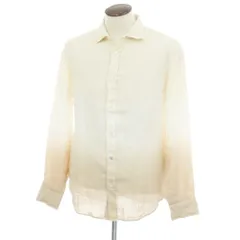 【新品】ヤコブコーエン JACOB COHEN リネン グラデーション カジュアルシャツ ベージュxホワイト【サイズL】【メンズ】