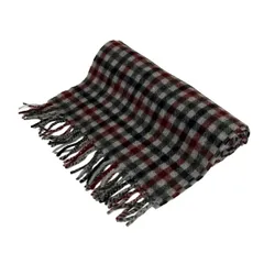 Joshua Ellis(ジョシュアエリス) マフラー美品  - グレー×レッド×マルチ チェック柄 カシミヤ