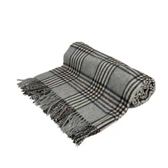 Joshua Ellis(ジョシュアエリス) ストール(ショール)美品  - グレー×ダークブラウン×マルチ チェック柄 カシミヤ