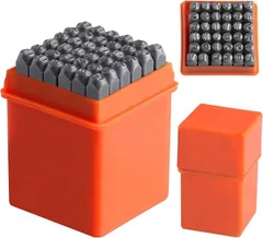 LEONTOOL 数字と文字スタンプセット レザークラフト 刻印 アルファベット 打刻印 刻印セット ボタン 36本セット 3mm 型押し 銅板 真鍮板 アルミ版 シルバー 軟質金属 木材 革細工 打ち具 道具 指輪 チャーム 名入れ (オレンジ)