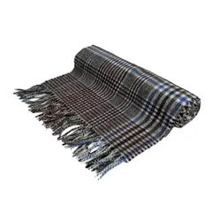 Joshua Ellis(ジョシュアエリス) マフラー美品  - グレー×ブルー×マルチ チェック柄 カシミヤ