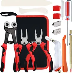 LEONTOOL 湾曲型 ガラスニブリングプライヤー 調整ネジ付 タイルニッパー 口金つぶし キーフォブプライヤー ツール 15本セット 手持ち式 カッター オイル式 (レッド)