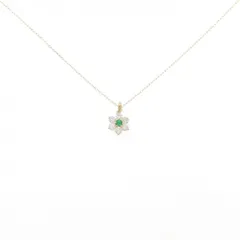 K18YG フラワー エメラルド ネックレス 0.03CT