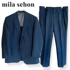 mila schon ミラショーン メンズ スーツ セットアップ 96AB5 M 日本製 ロンナー製 毛70% モヘヤ30% ネイビー 無地 高級生地 ビジネス フォーマル MBD8441 911KZ