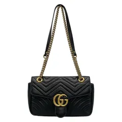 GUCCI(グッチ) ショルダーバッグ GGマーモント キルティング スモール ショルダーバッグ 443497 黒 チェーンショルダー レザー