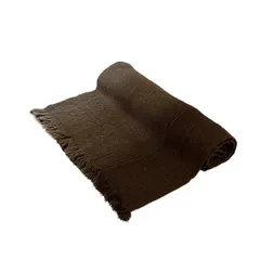 LANVIN COLLECTION(ランバンコレクション) マフラー - ダークブラウン×白 ウール、カシミヤ、シルク