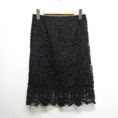 セシルマクビー CECIL McBEE 総刺繍レース タイト スカート M 黒 ブラック ウエストゴム 裏地付き