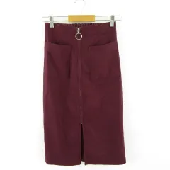 イング INGNI スカート ミモレ丈 タイト ストレッチ 紫 M *A397