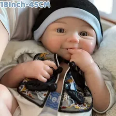 【リアルな手作り感】 新生児 女の子 人形 18インチ(45cm) ヴィヴィアン 手描きリボーンドール 開口表現 柔らかい肌 血管 コレクタブル ロールプレイ 誕生日プレゼント