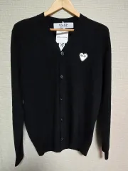 新品 コム・デ・ギャルソン カーディガン 白 パッチ ブラック 105