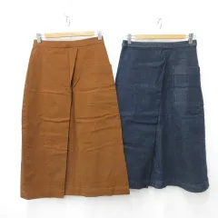 無印良品 良品計画 スカート 2枚セット タイト ミディアム デニム ブルー ブラウン 青 茶 M