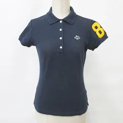 パーリーゲイツ PEARLY GATES ポロシャツ ゴルフ 半袖 ワッペン 綿 紺 ネイビー 1
