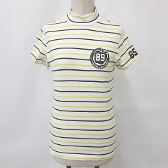 パーリーゲイツ PEARLY GATES シャツ ゴルフ 半袖 ハイネック ロゴ ボーダー 白 黄 茶 ホワイト イエロー ブラウン 1