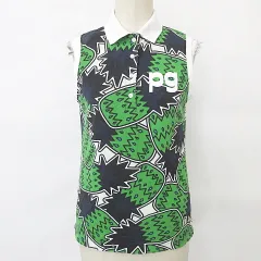 パーリーゲイツ PEARLY GATES ゴルフ ポロシャツ ノースリーブ 総柄 パイナップル柄 プリント 紺 緑 白 グリーン ネイビー ホワイト 0