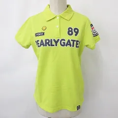 パーリーゲイツ PEARLY GATES ゴルフ ポロシャツ ロゴ ニコちゃん 半袖 無地 ワッペン 黄 黄緑 紺 イエロー ネイビー 0