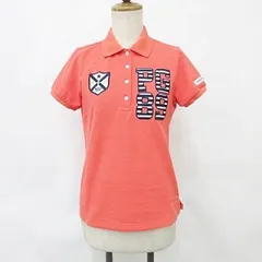 パーリーゲイツ PEARLY GATES ゴルフ シャツ ポロシャツ 半袖 刺繍 ロゴ ワッペン リブ オレンジ 0