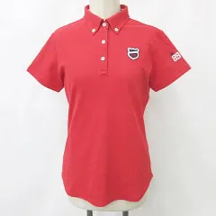 パーリーゲイツ PEARLY GATES ゴルフ スポーツウエア ポロシャツ 半袖 ボタンダウン ワッペン 刺繍 赤 白 レッド ホワイト 2