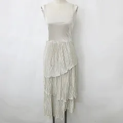 グレイル GRL ワンピース キャミワンピ ロング プリーツ ティアード フリル ゴムシャーリング ベージュ F