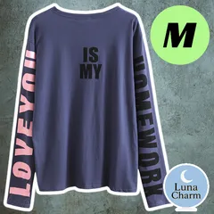 ロンT カットソー ネイビー 長袖 トップス 韓国 オルチャン レディース ストリート ワンピース (z)