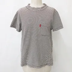 パーリーゲイツ PEARLY GATES ゴルフ スポーツウエア シャツ 半袖 ハイネック モックネック ボーダー 刺繍 茶 ベージュ ブラウン 1