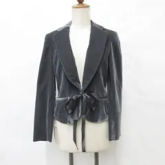 23区 オンワード樫山 ジャケット テーラードジャケット シングル ギャザー ベルベット グレー 40