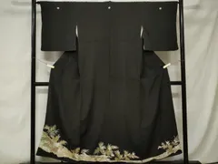 平和屋着物■豪華黒留袖　刺繍　流水枝葉文　金彩　正絹　逸品　CABA7043ev