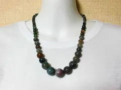 天然石 インディアアゲート6.1mm～16.0mm玉ネックレス　　26010102