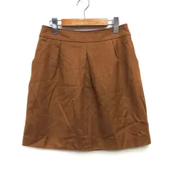 アンタイトル UNTITLED 台形 スカート ミニ 膝上 シンプル タック ウール混 2 ブラウン 茶 /HT21