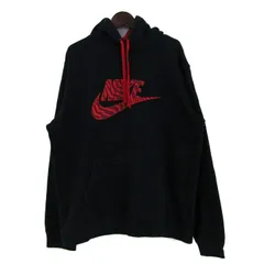 ナイキ パーカー フーディ― 長袖 大きいサイズ 裏起毛 トップス 黒 赤 メンズ XLサイズ ブラック×レッド NIKE 【中古】