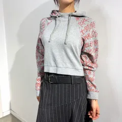 STUSSY クロップド プリンティング フーディー