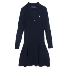 POLO RALPH LAUREN ポロ・ラルフローレン ロゴ刺繍 ケーブルニット ワンピース ドレス ネイビー系 XS【中古】