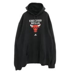 adidas アディダス × Chicago Bulls シカゴブルズ スウェット パーカー ビッグサイズ ブラック系 2XL【中古】