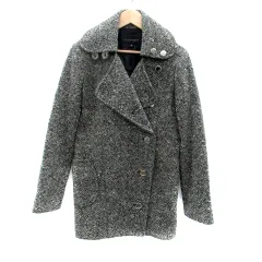 ジルスチュアート JILL STUART Pコート ピーコート ミドル丈 S 黒 ブラック グレー /HO3