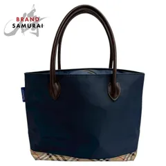 BURBERRY バーバリー ブルーレーベル ノバチェック ネイビー ナイロン トートバッグ ハンドバッグ レディース S1-00016【中古】